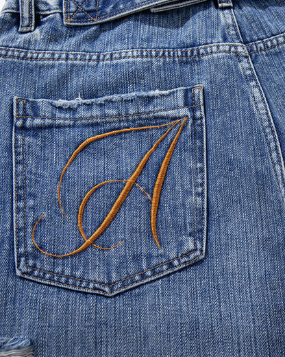 Cinch Back Distressed Denim Jorts | LCDEGO Streetwear