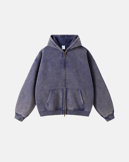 LCDEGO Vintage Washed Zip Up Hoodie
