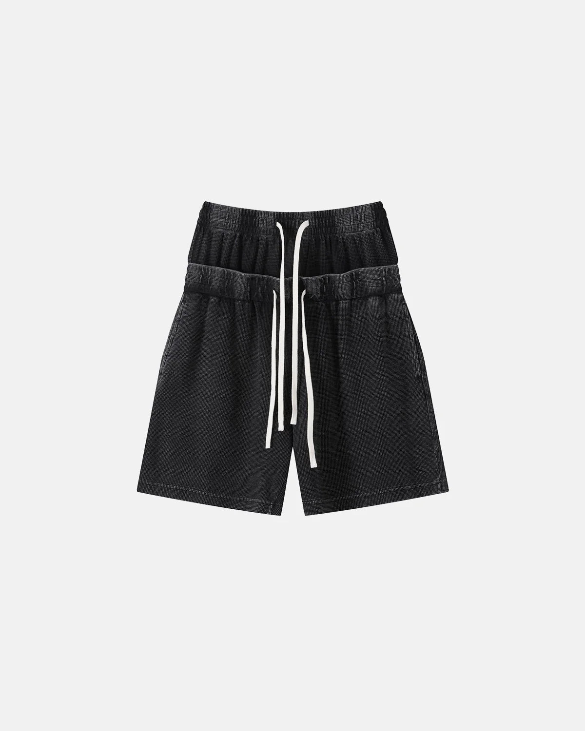 Double Waist Acid Wash Waffle Shorts | LCDEGO Streetwear