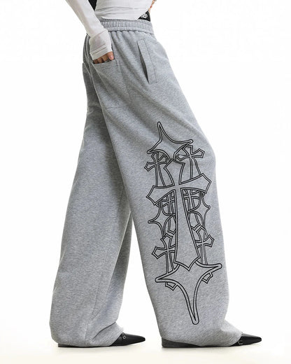 Gothic Graphic Wide Leg Sweatpants | LCDEGO Streetwear