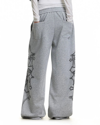 Gothic Graphic Wide Leg Sweatpants | LCDEGO Streetwear
