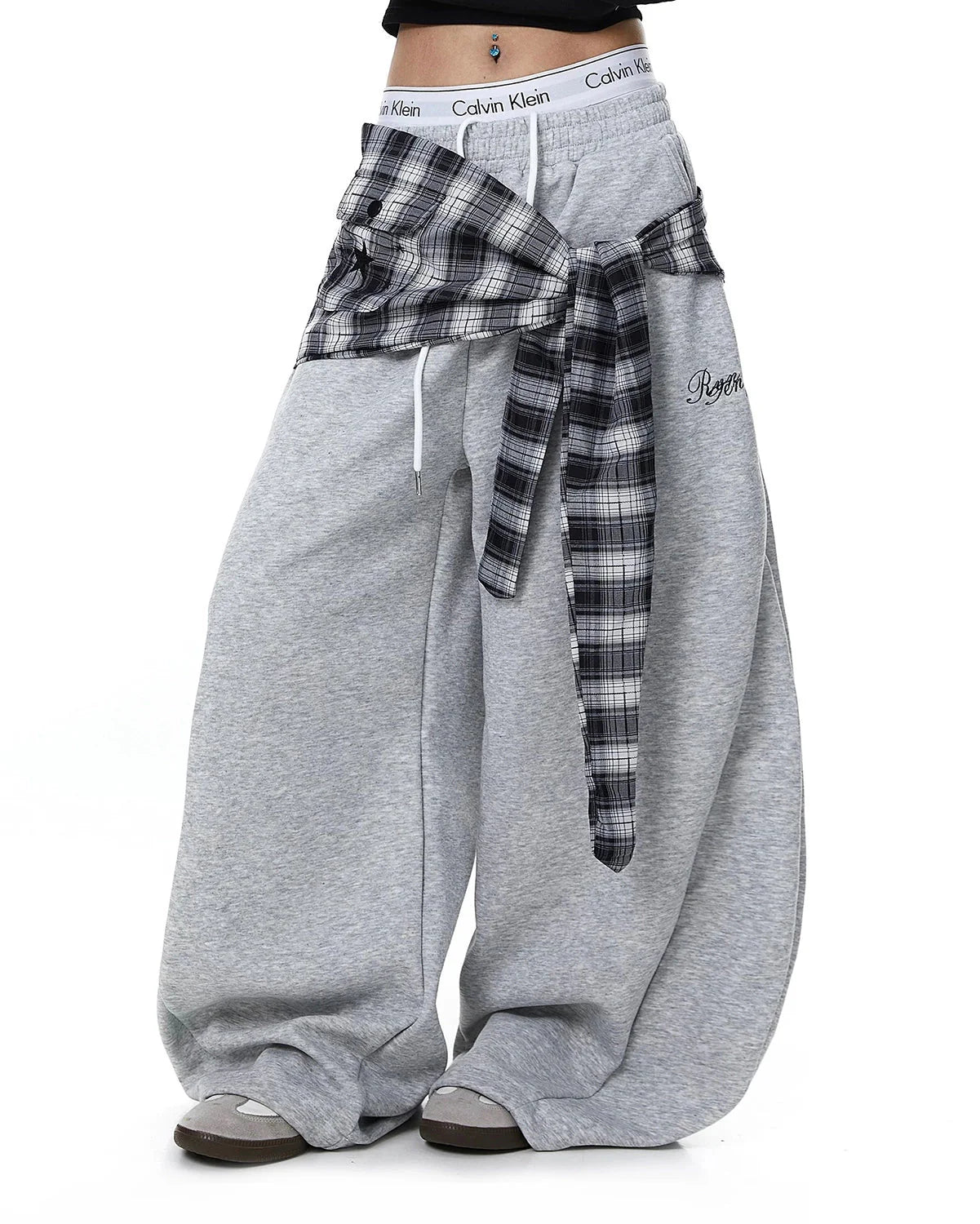 Plaid Layered Baggy Sweatpants | LCDEGO Streetwear