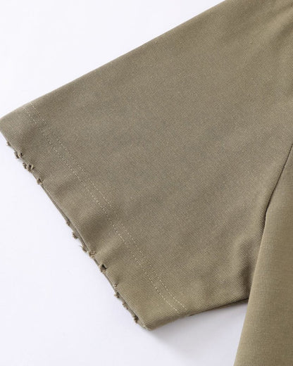 Distressed Washed Mock Neck T Shirt | LCDEGO Streetwear