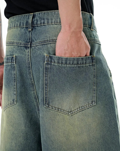 Retro Washed Denim Shorts | LCDEGO Streetwear