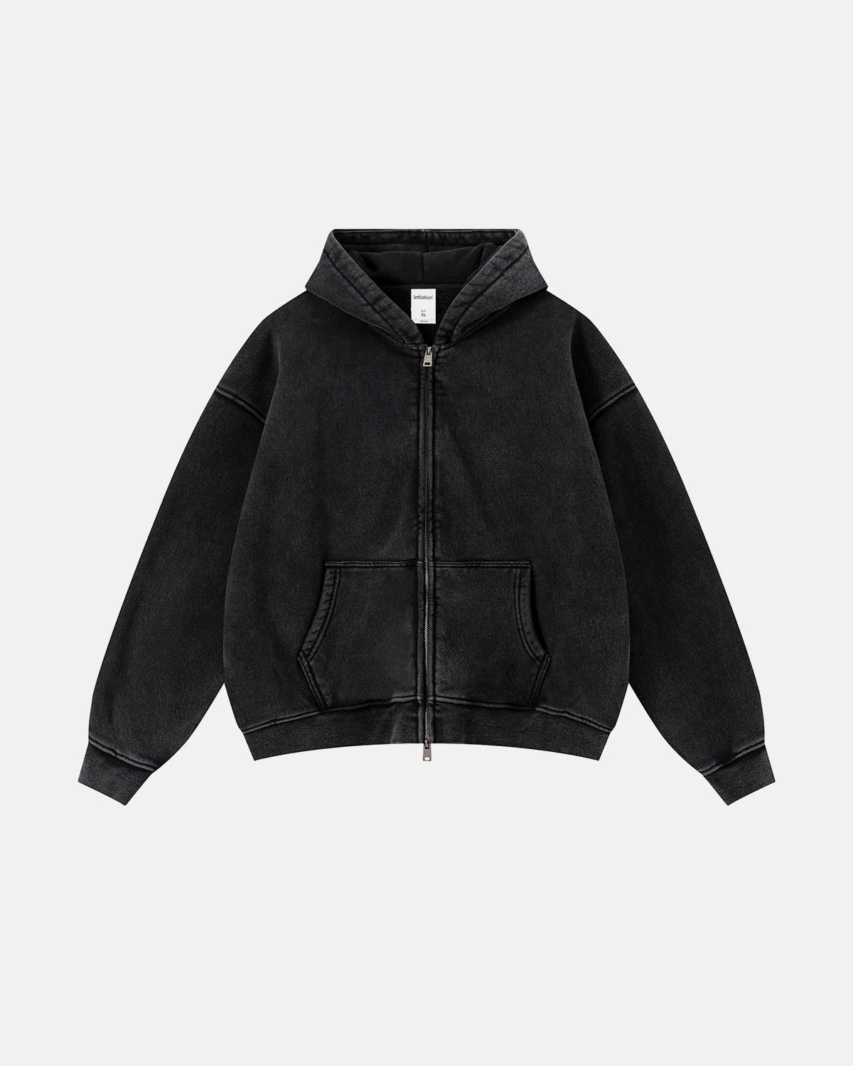 Vintage Washed Fleece Boxy Zip Hoodie | LCDEGO Streetwear