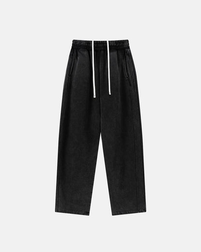 Retro Acid Washed Fleece Straight Leg Joggers | LCDEGO Streetwear