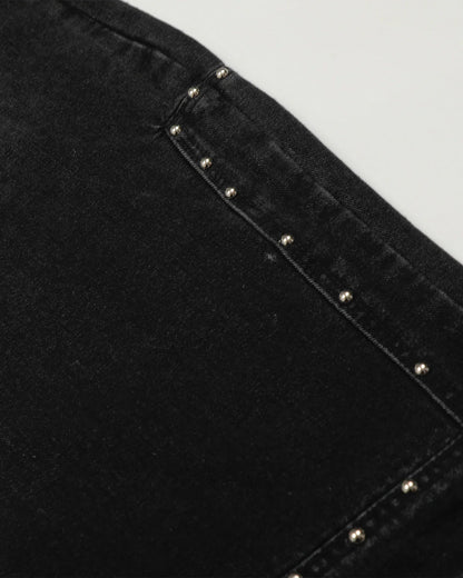 Whisker Washed Rivet Barrel Jeans | LCDEGO Streetwear
