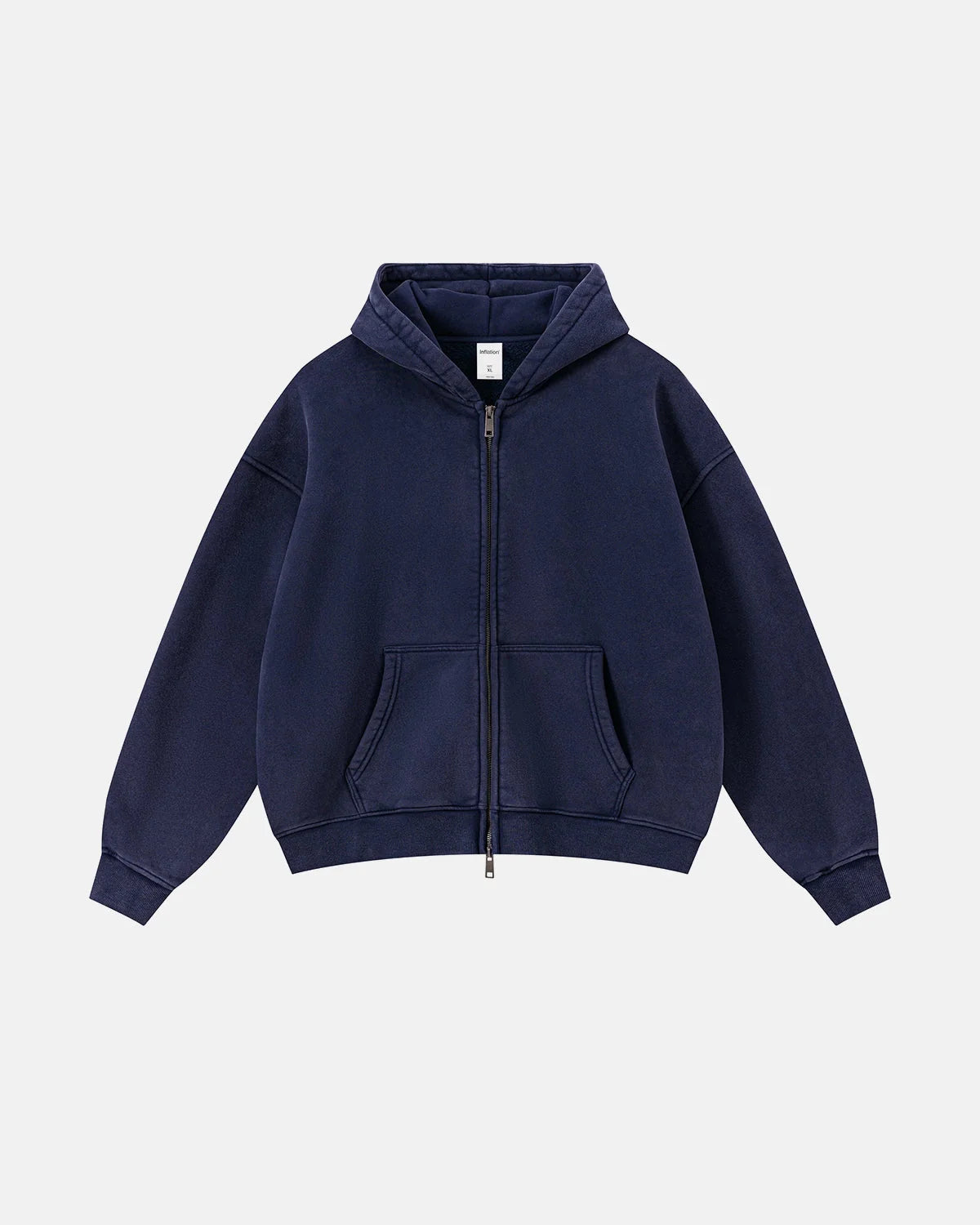 Vintage Washed Fleece Boxy Zip Hoodie | LCDEGO Streetwear