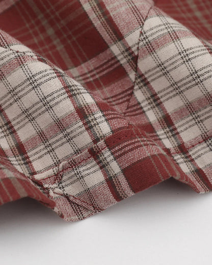 Plaid Stitch Short-Sleeve Shirt | LCDEGO Streetwear