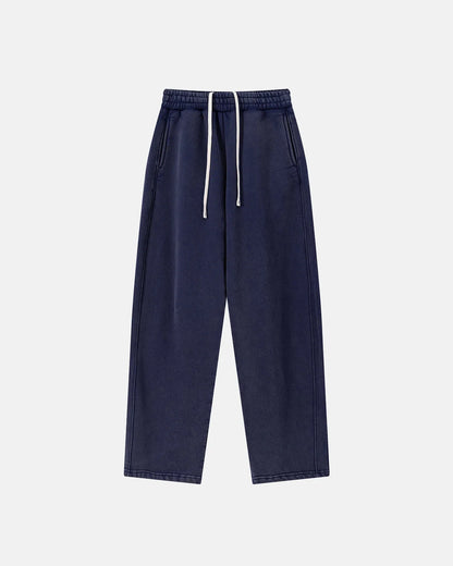Retro Acid Washed Fleece Straight Leg Joggers | LCDEGO Streetwear