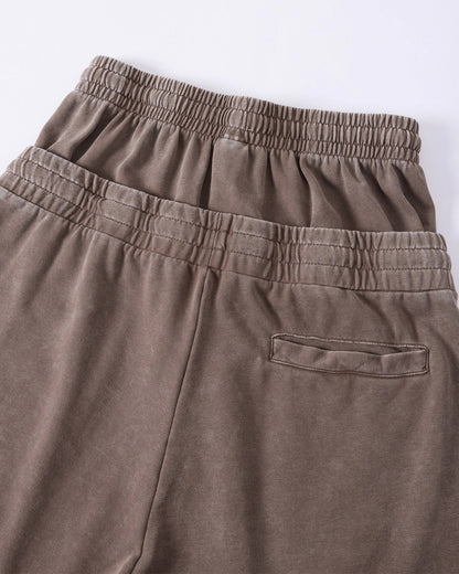 Double Waist Acid Wash Sweat Shorts | LCDEGO Streetwear