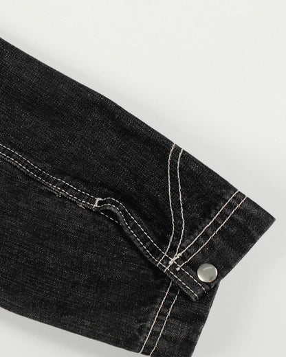 Stand Collar Raw Clasp Denim Jacket | LCDEGO Streetwear