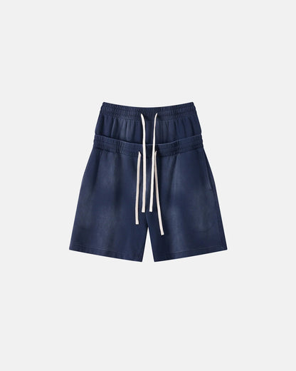 Double Waist Monkey Wash Sweat Shorts | LCDEGO Streetwear