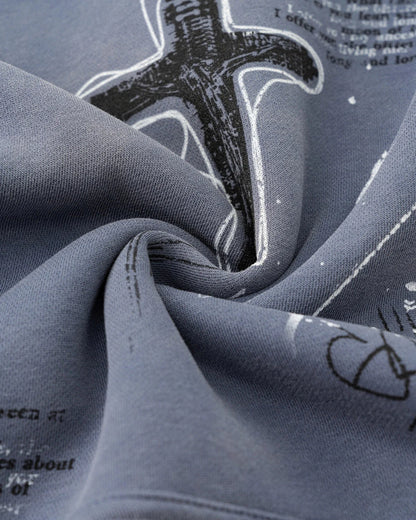Graffiti Print Acid Washed Fleece Hoodies | LCDEGO Streetwear