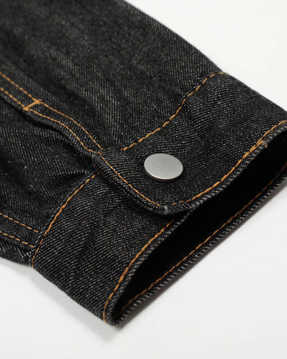 Black Multi Pockets Denim Jacket | LCDEGO Streetwear