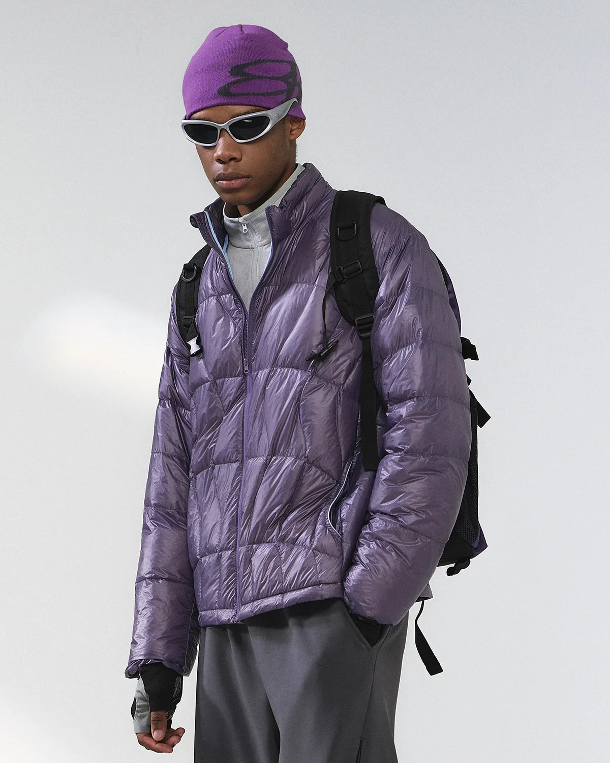 LCDEGO packable lightweight puffer jacket in matte finish streetwear style