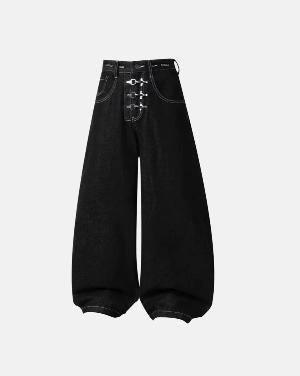 Asymmetric Buckle Denim Overalls Jeans | LCDEGO Streetwear