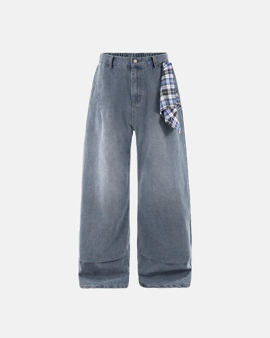 Acid Wash Detachable Bandana Baggy Jeans | LCDEGO Streetwear