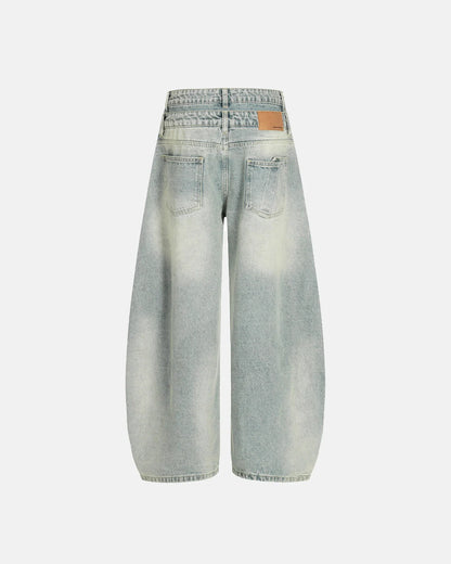Double Waist Acid Washed Baggy Jeans | LCDEGO streetwear