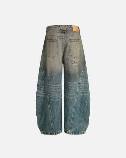 Dirty Ripped Barrel Jeans | LCDEGO Streetwear
