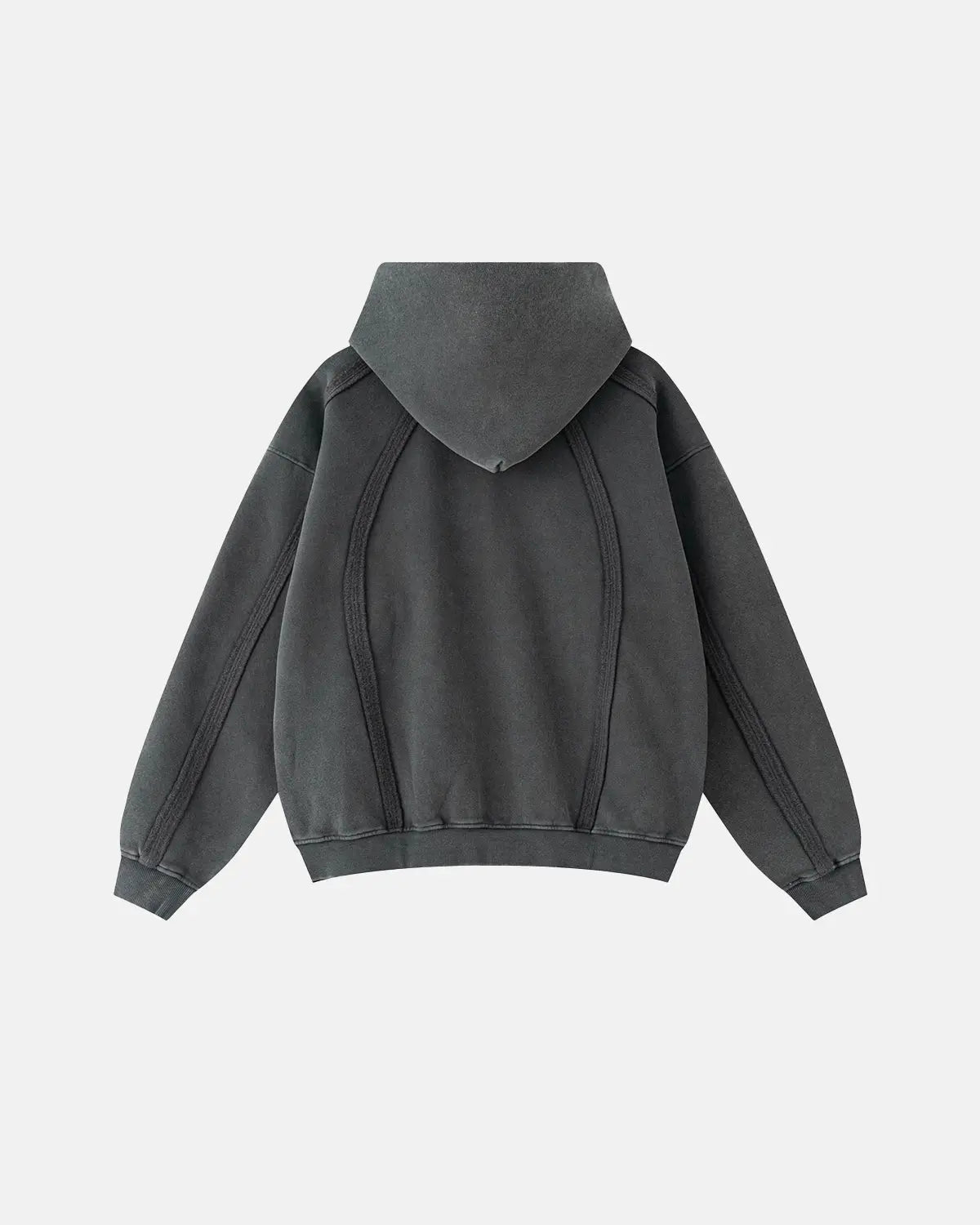 Contrast Stitching Distressed Wash Zip Up Hoodies | LCDEGO Streetwear