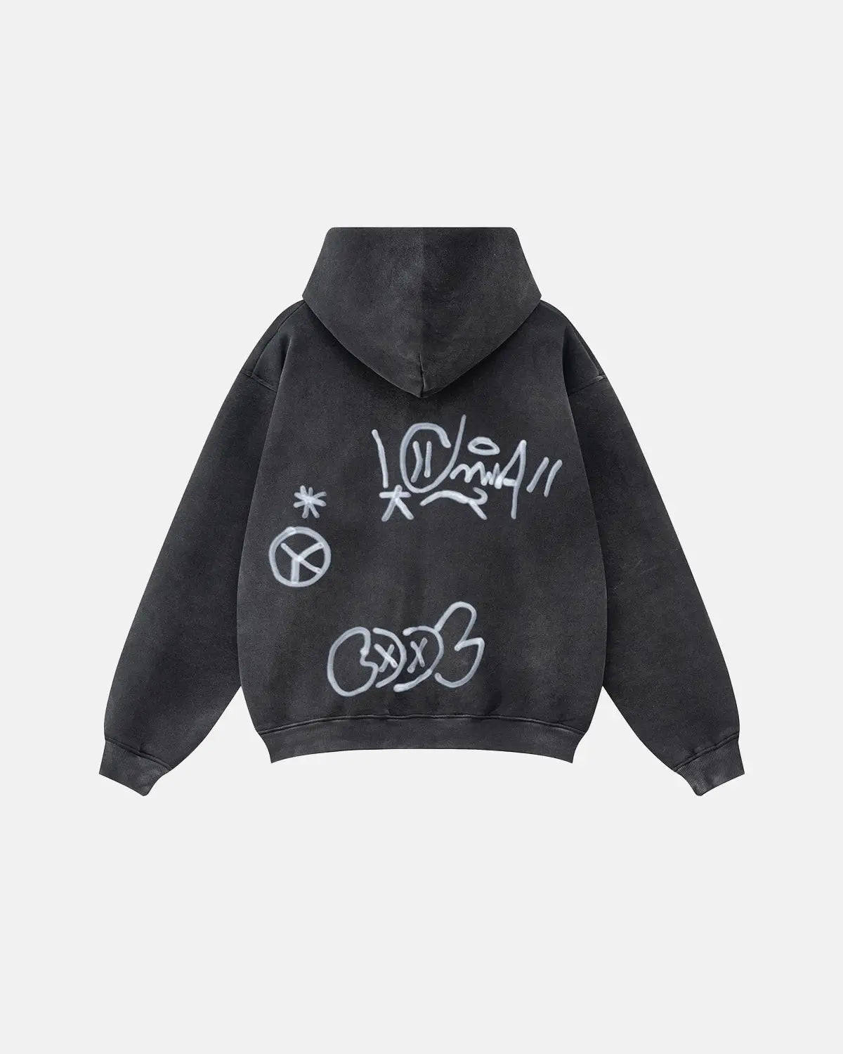 LCDEGO Graffiti Washed Zip Up Hoodies