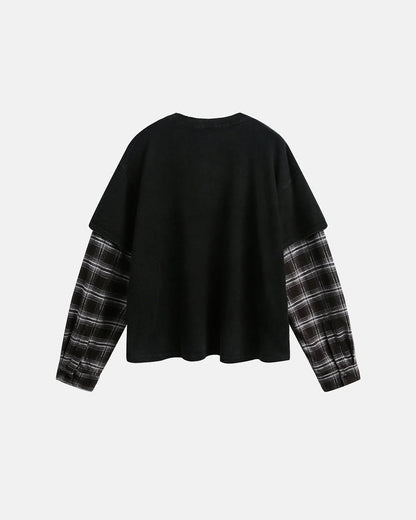 Distressed Plaid Layered Long Sleeve Tees | LCDEGO Streetwear