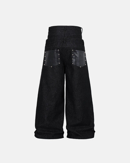Double Wasit Raw Super Baggy Jeans | LCDEGO Streetwear