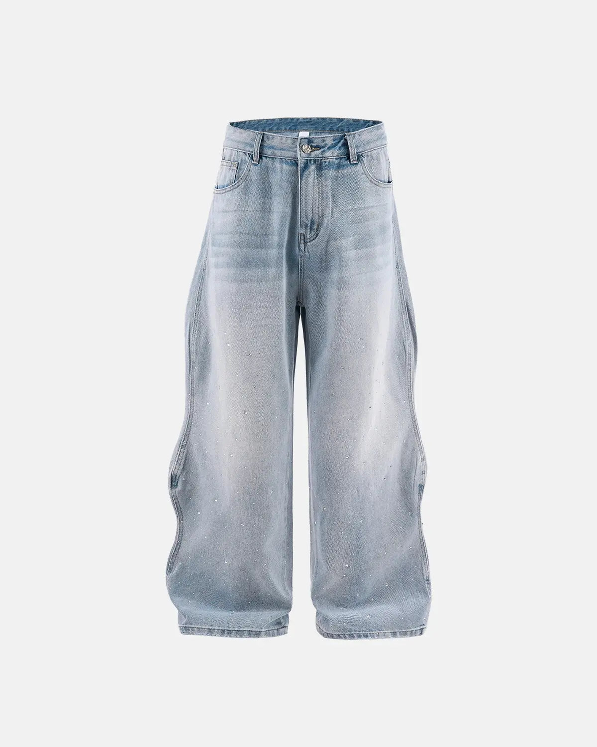 Shiny Rhinestone Wavy Baggy Jeans I LCDEGO Streetwear