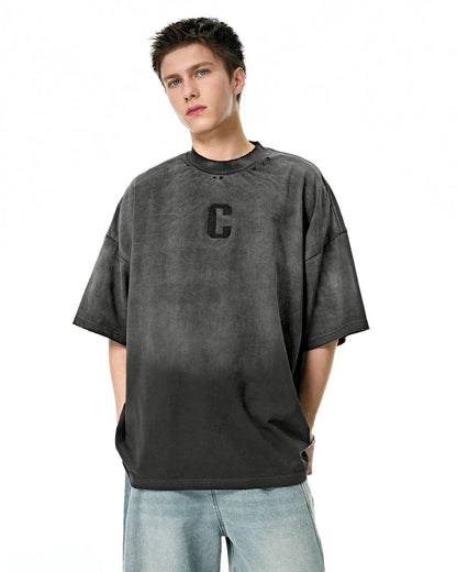 Monkey Washed Towel Embroidery Tshirt | LCDEGO Streetwear