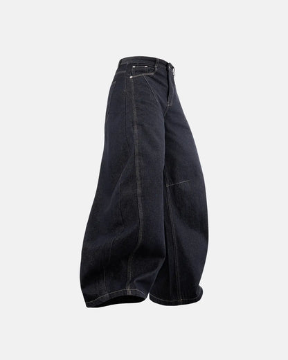 LCDEGO Raw Color Barrel Baggy Jeans