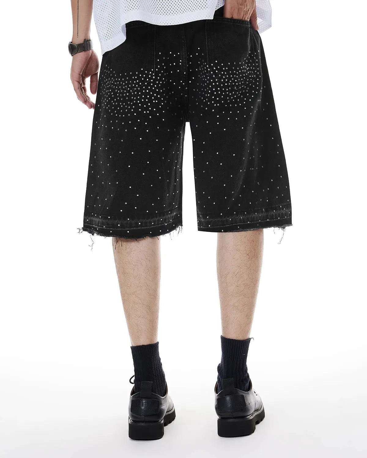 Rhinestone Straight Leg Jorts | LCDEGO Streetwear