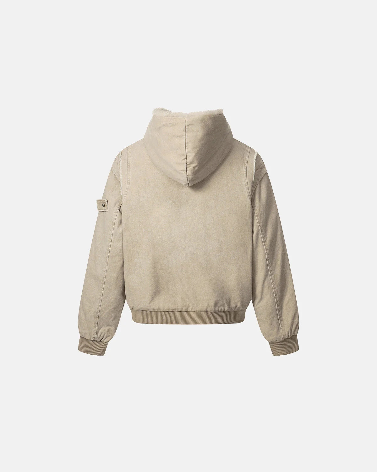 Faux Fur Lined Washed Hooded Jacket | LCDEGO Streetwear