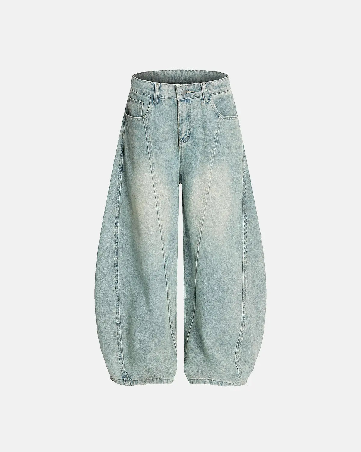 Lettering Embroidery Barrel Baggy Jeans | LCDEGO Streetwear