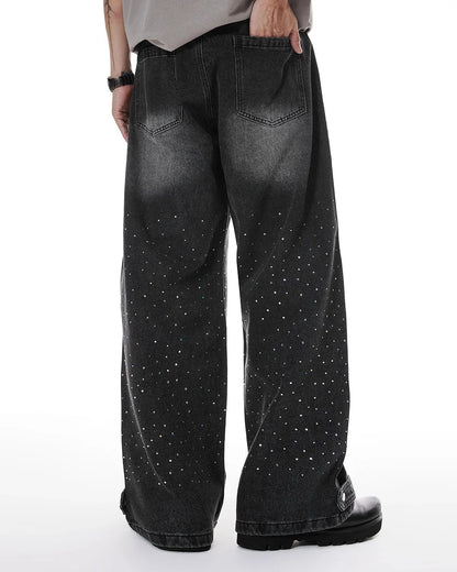 Colorful Rhinestone Wash Baggy Jeans | LCDEGO Streetwear