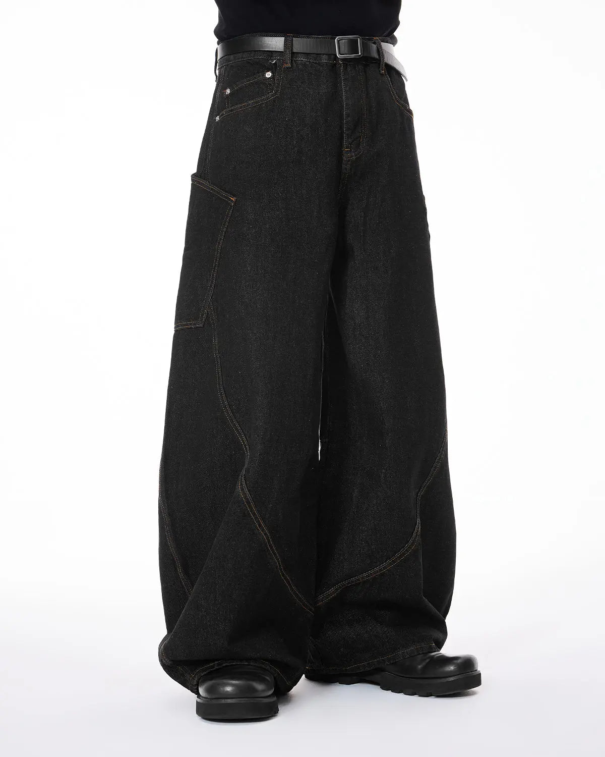 Colorful Rhinestone Raw Barrel Jeans | LCDEGO Streetwear