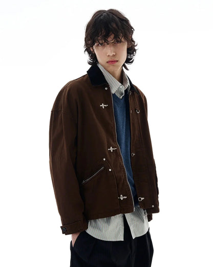 Fireman Buckle Worker Zip Up Jacket | LCDEGO Streetwear