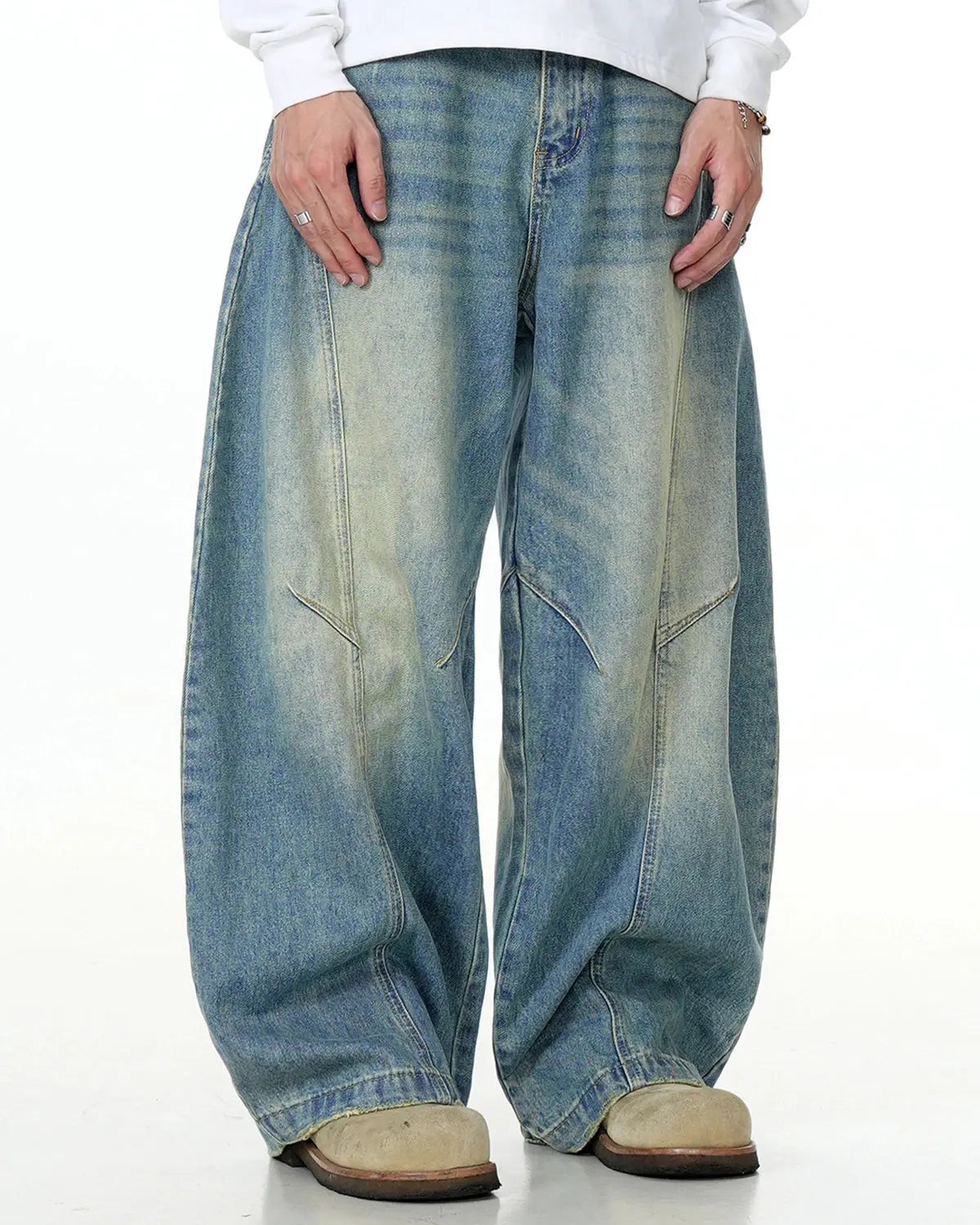 Acid Wash Baggy Barrel Jeans | LCDEGO Streetwear