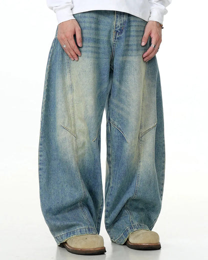 Acid Wash Baggy Barrel Jeans | LCDEGO Streetwear