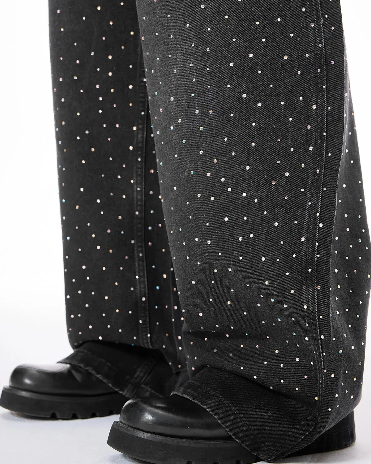 Acid Washed Rhinestone  Baggy Jeans | LCDEGO Streetwear