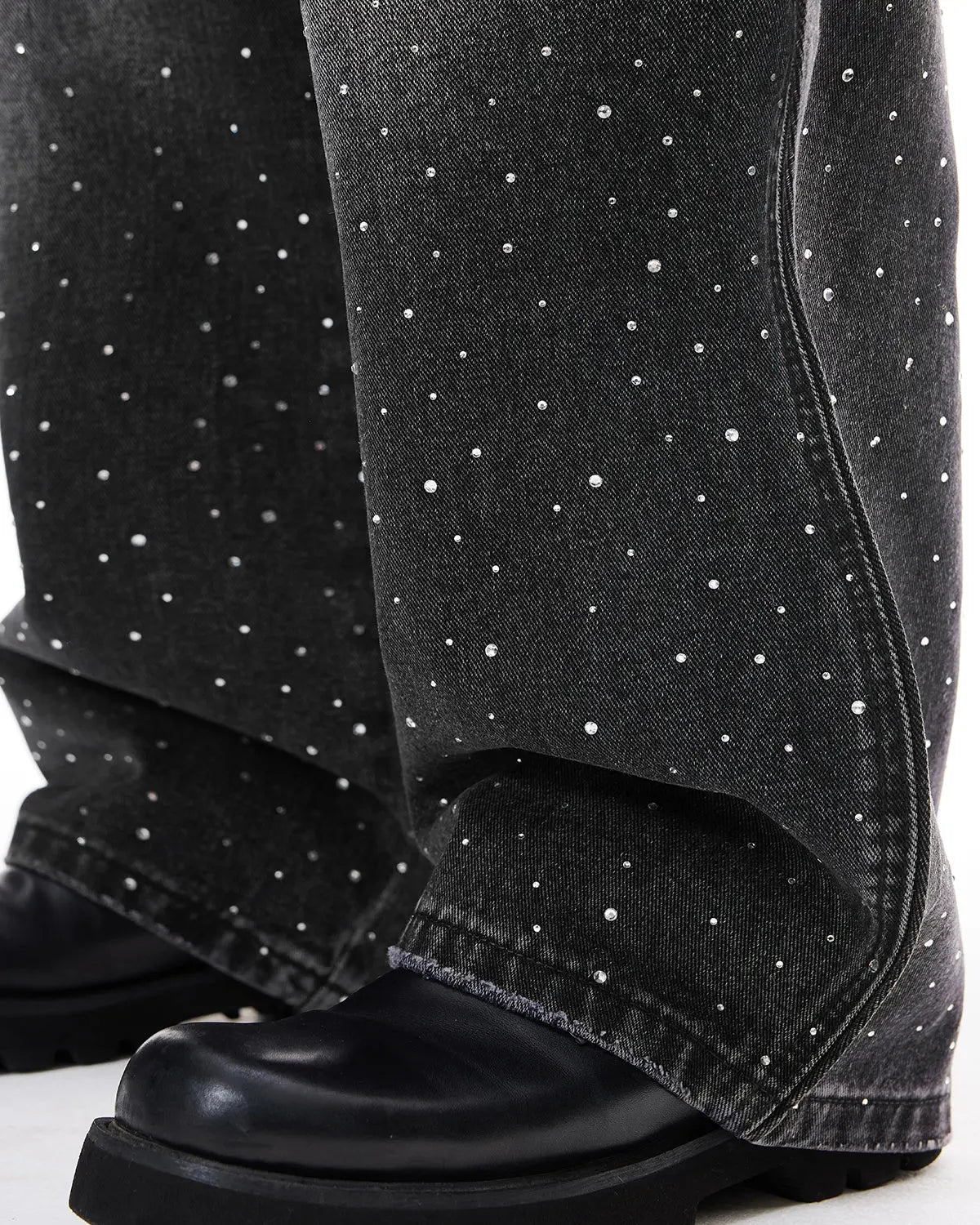Rhinestone Wavy Baggy Jeans I LCDEGO Streetwear