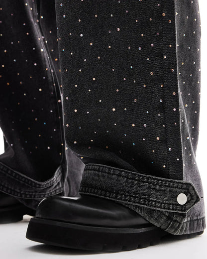 Colorful Rhinestone Wash Baggy Jeans | LCDEGO Streetwear