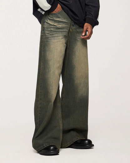 LCDEGO Streetwear Washed Loose-fit Denim Pants