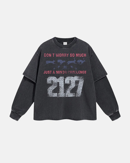 Black Acid Wash Layered Tees | LCDEGO Streetwear