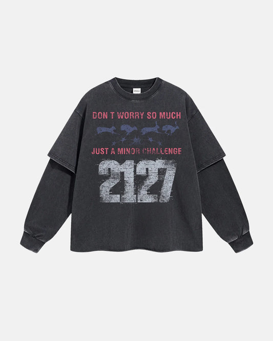 Black Acid Wash Layered Tees | LCDEGO Streetwear