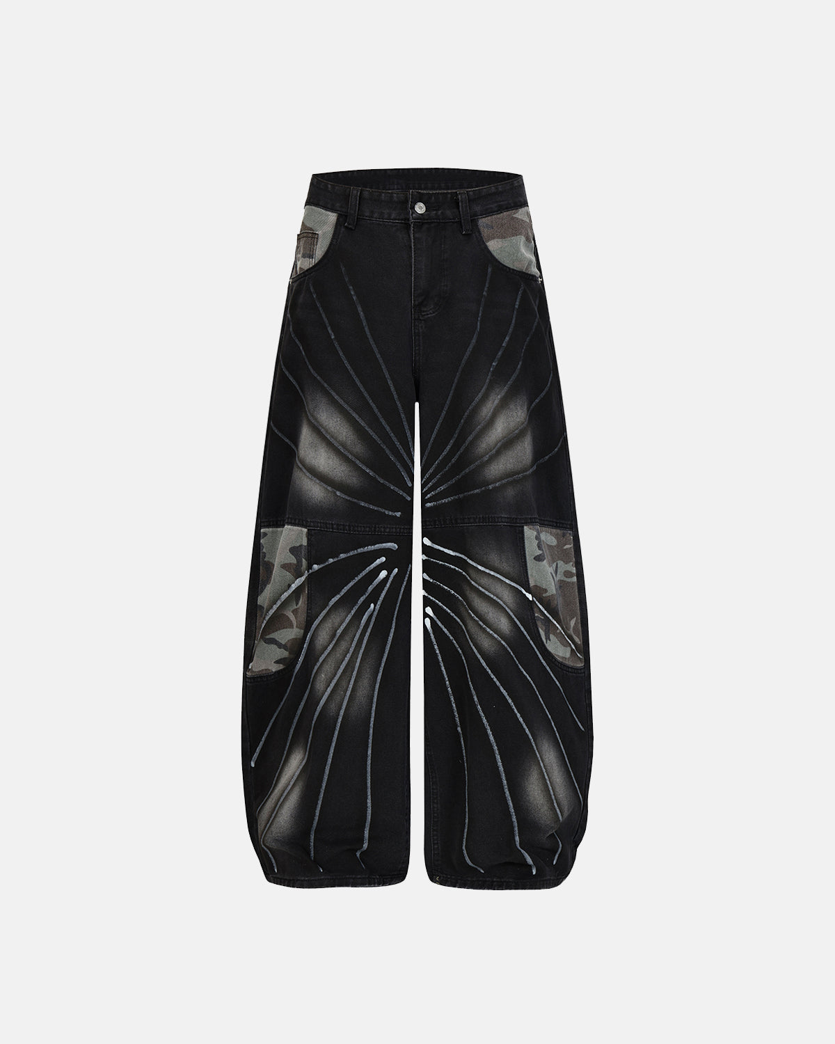 Spray Graphic Camo Barrel Jeans | LCDEGO Streetwear