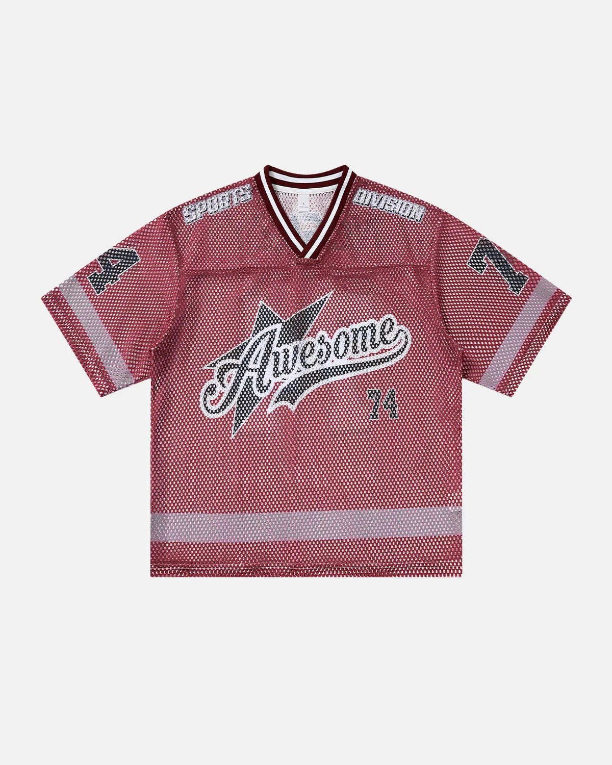 V-neck Graphic Mesh Jersey | LCDEGO Streetwear