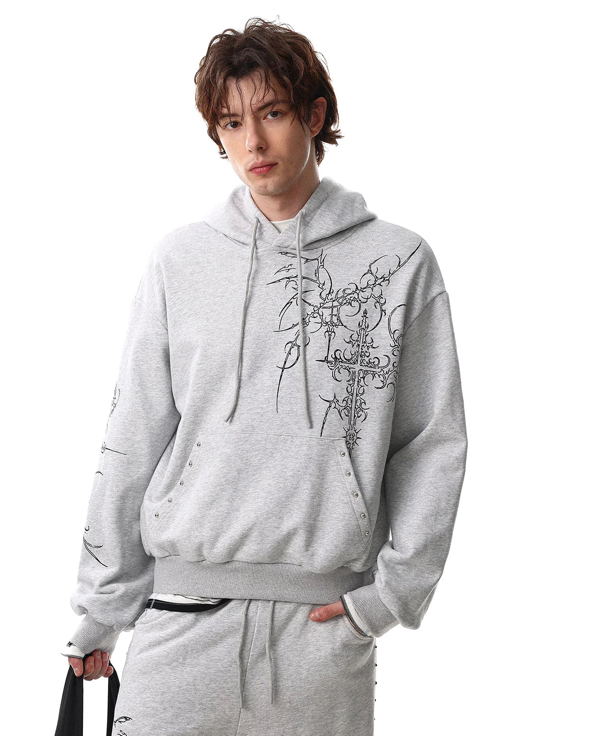 Studded Graphic Hoodie | LCDEGO Streetwear