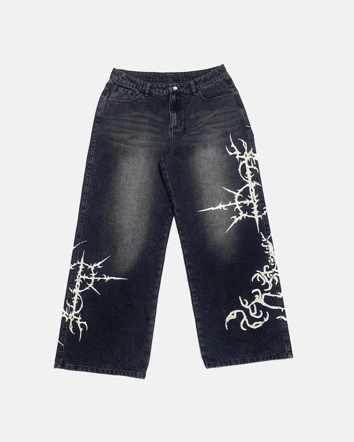 LCDEGO Black Graphic Denim Pants
