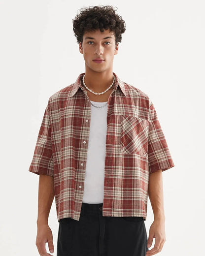 Boxy Fit Plaid Shirts | LCDEGO Streetwear
